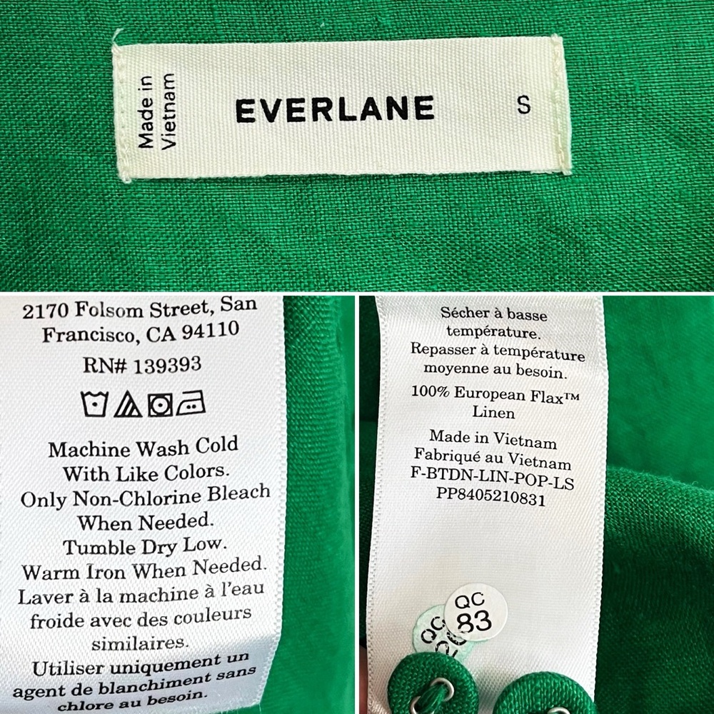 BOGO! Everlane Popover Shirt Flax Linen Grass Green Size Small - Picture 10 of 11